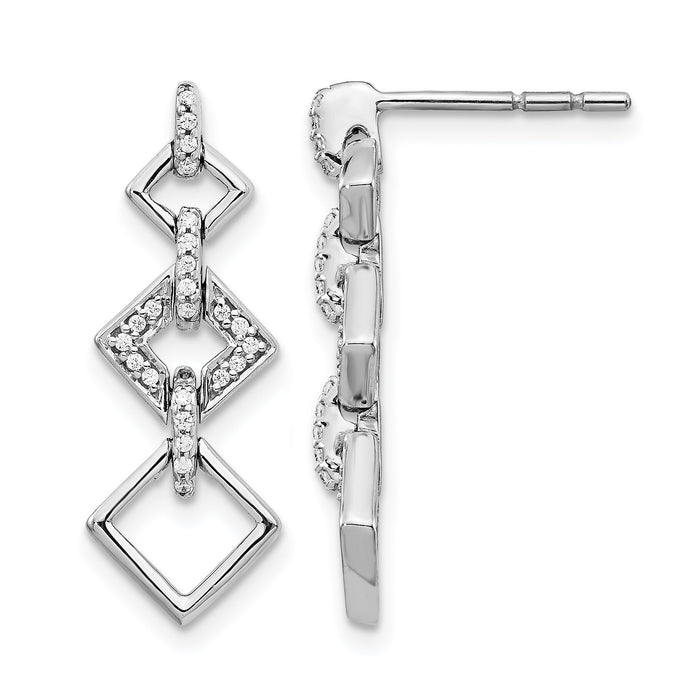 14k White Gold Diamond Fancy Dangle Earrings-EM3720-014-WA
