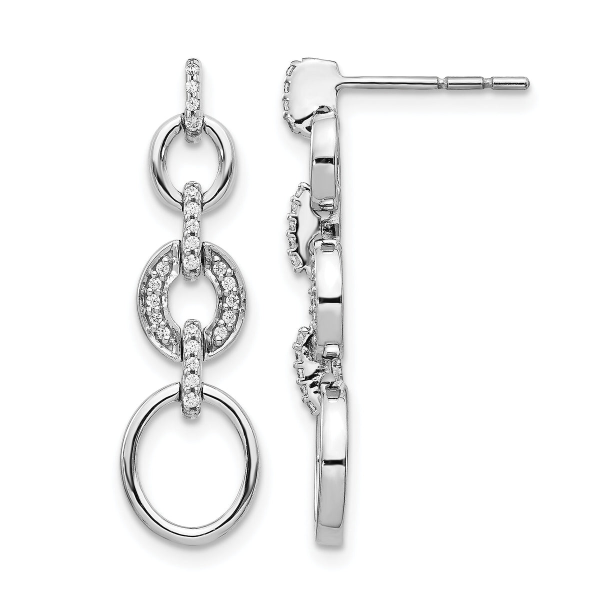 14k White Gold Diamond Fancy Dangle Earrings-EM3721-014-WA