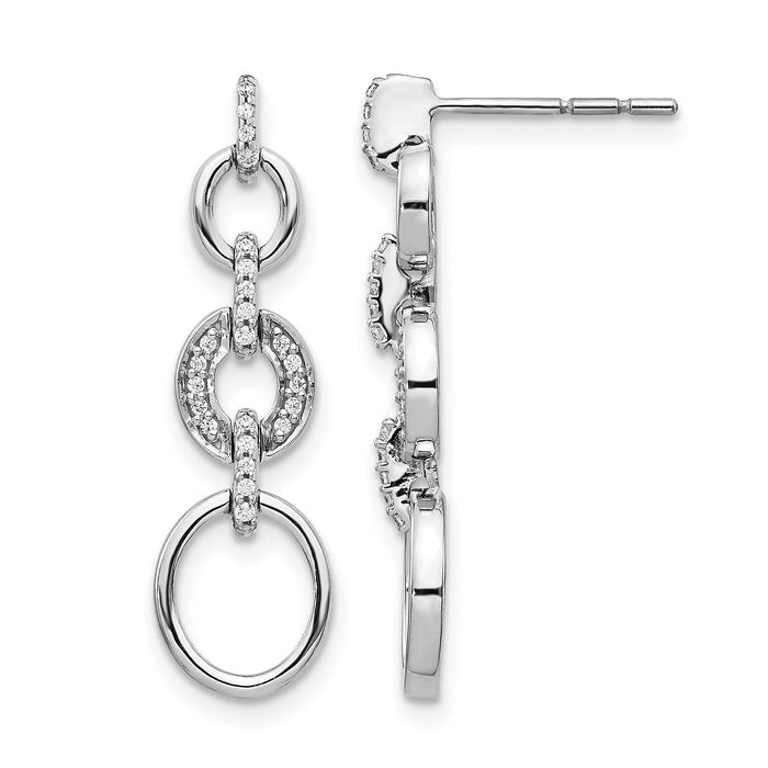 14k White Gold Diamond Fancy Dangle Earrings-EM3721-014-WA