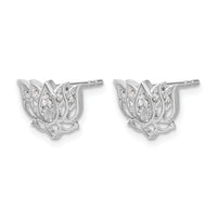 14k White Gold Diamond Lotus Flower Earrings-EM3810-005-WA