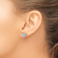 14k White Gold Diamond Lotus Flower Earrings-EM3810-005-WA