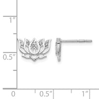 14k White Gold Diamond Lotus Flower Earrings-EM3810-005-WA