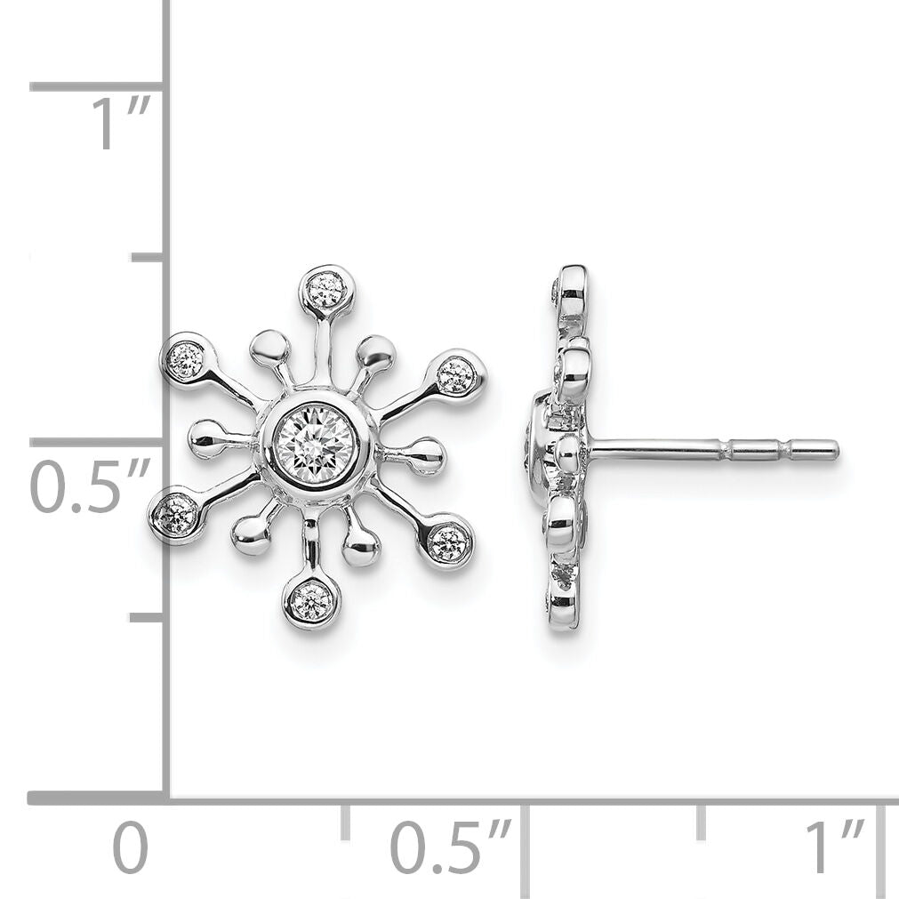 14k White Gold Diamond Snowflake Earrings-EM3813-025-WA