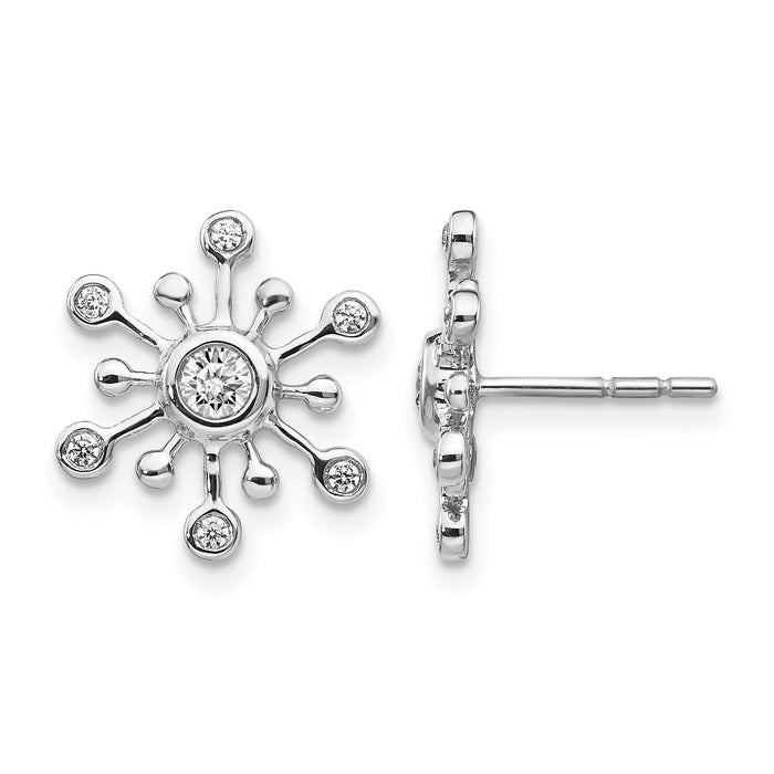 14k White Gold Diamond Snowflake Earrings-EM3813-025-WA