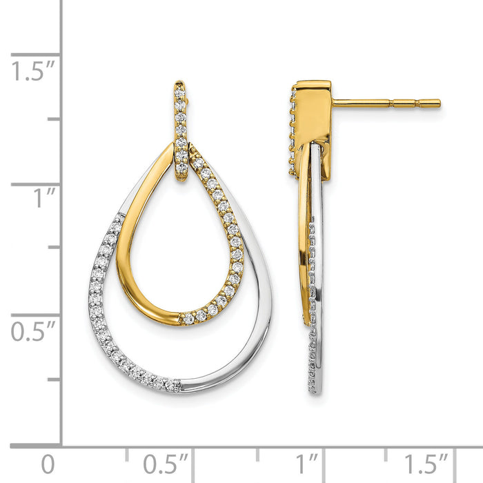 14k Two-tone Diamond Teardrop Earrings-EM3824-050-YWA