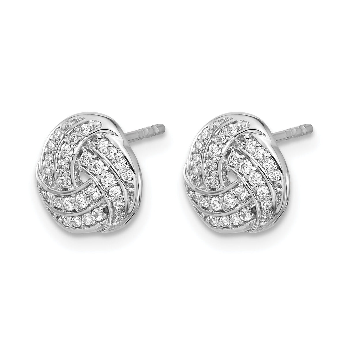 14k White Gold Diamond Love Knot Earrings-EM3834-025-WA
