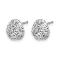 14k White Gold Diamond Love Knot Earrings-EM3834-025-WA