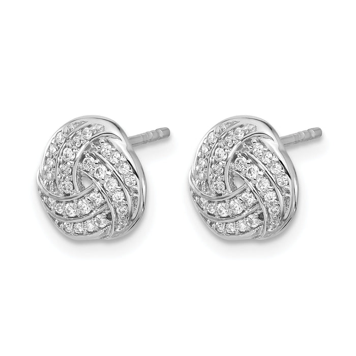 14k White Gold Diamond Love Knot Earrings-EM3834-025-WA