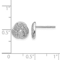 14k White Gold Diamond Love Knot Earrings-EM3834-025-WA