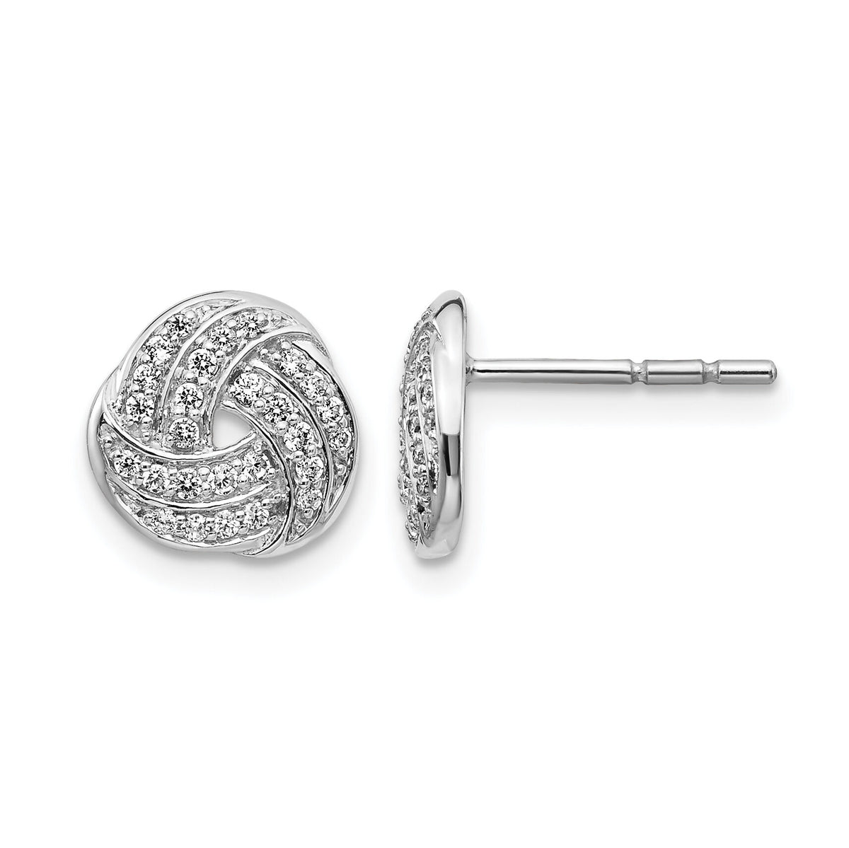 14k White Gold Diamond Love Knot Earrings-EM3834-025-WA