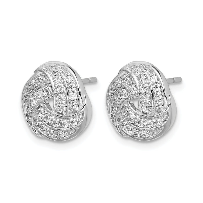 14k White Gold Diamond Love Knot Earrings-EM3834-050-WA