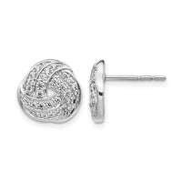 14k White Gold Diamond Love Knot Earrings-EM3834-050-WA