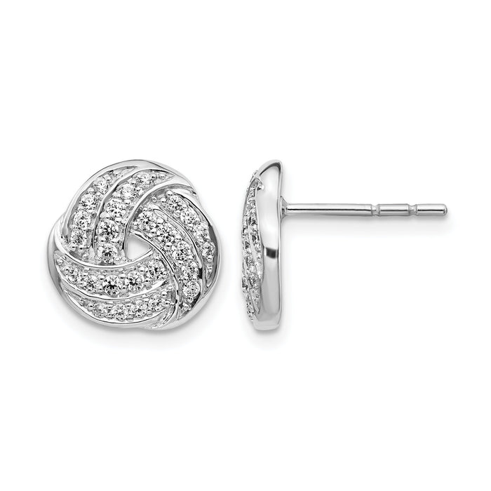14k White Gold Diamond Love Knot Earrings-EM3834-050-WA