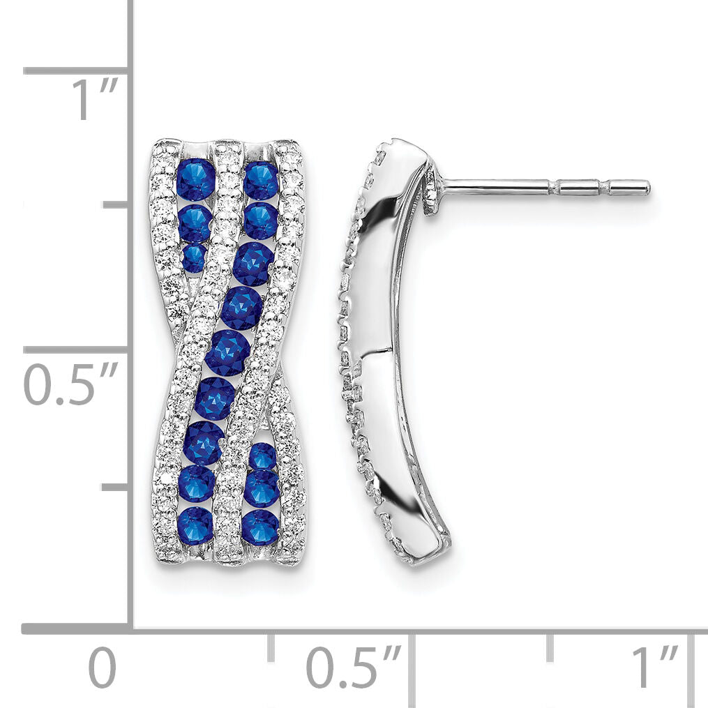 14k White Gold Diamond and Sapphire Fancy Earrings-EM3847-SA-048-WA