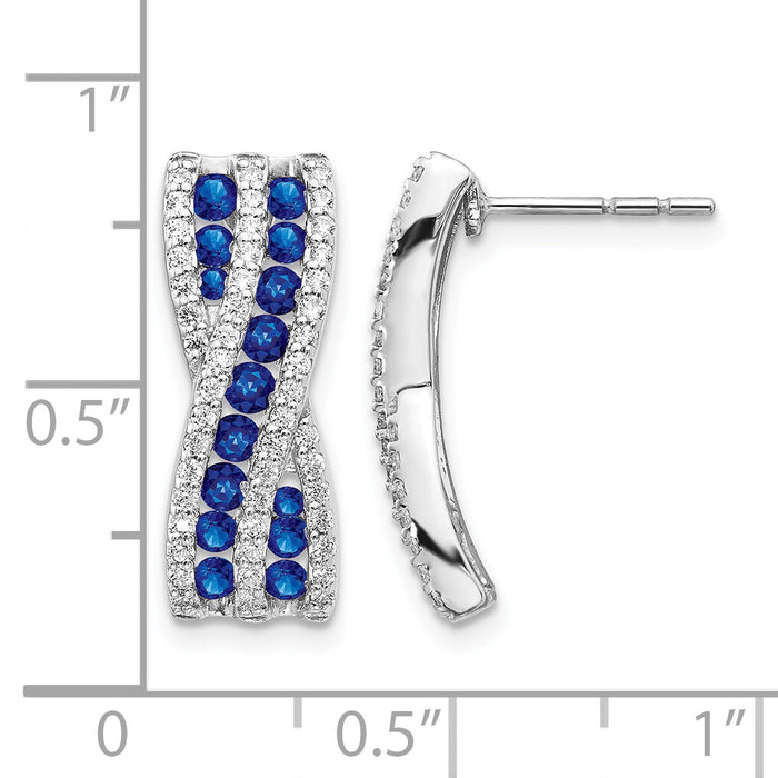 14k White Gold Diamond and Sapphire Fancy Earrings-EM3847-SA-048-WA