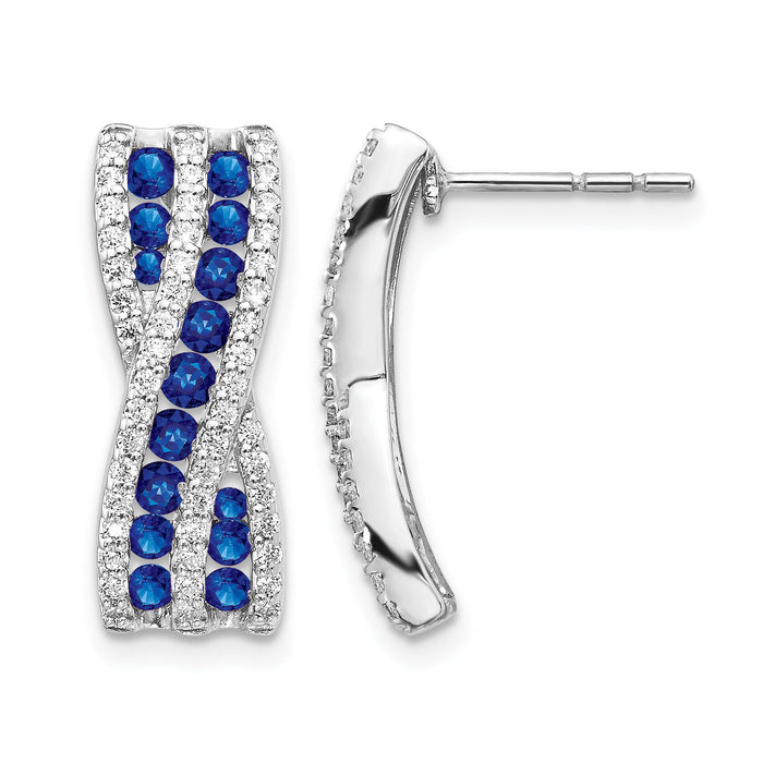 14k White Gold Diamond and Sapphire Fancy Earrings-EM3847-SA-048-WA