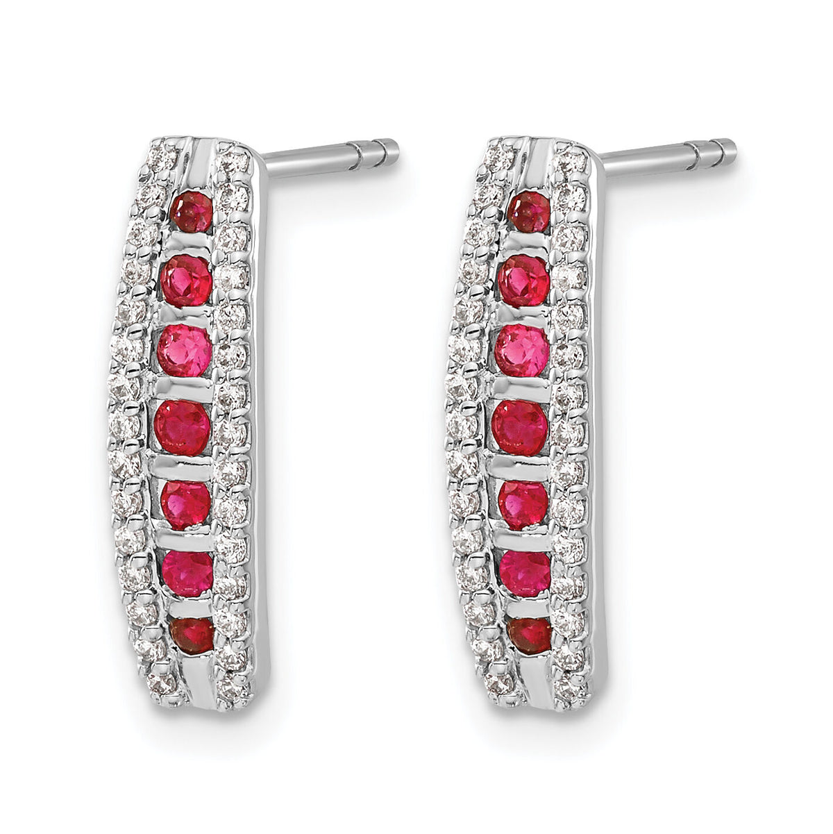 14k White Gold Diamond and Ruby Fancy Earrings-EM3849-RU-030-WA