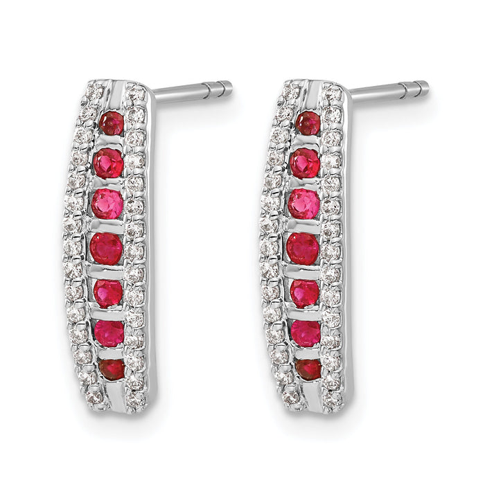 14k White Gold Diamond and Ruby Fancy Earrings-EM3849-RU-030-WA