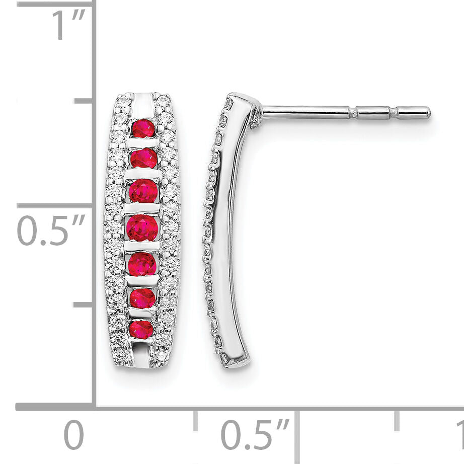 14k White Gold Diamond and Ruby Fancy Earrings-EM3849-RU-030-WA
