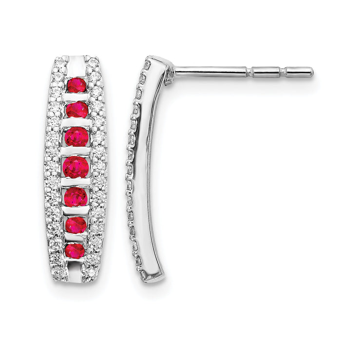 14k White Gold Diamond and Ruby Fancy Earrings-EM3849-RU-030-WA