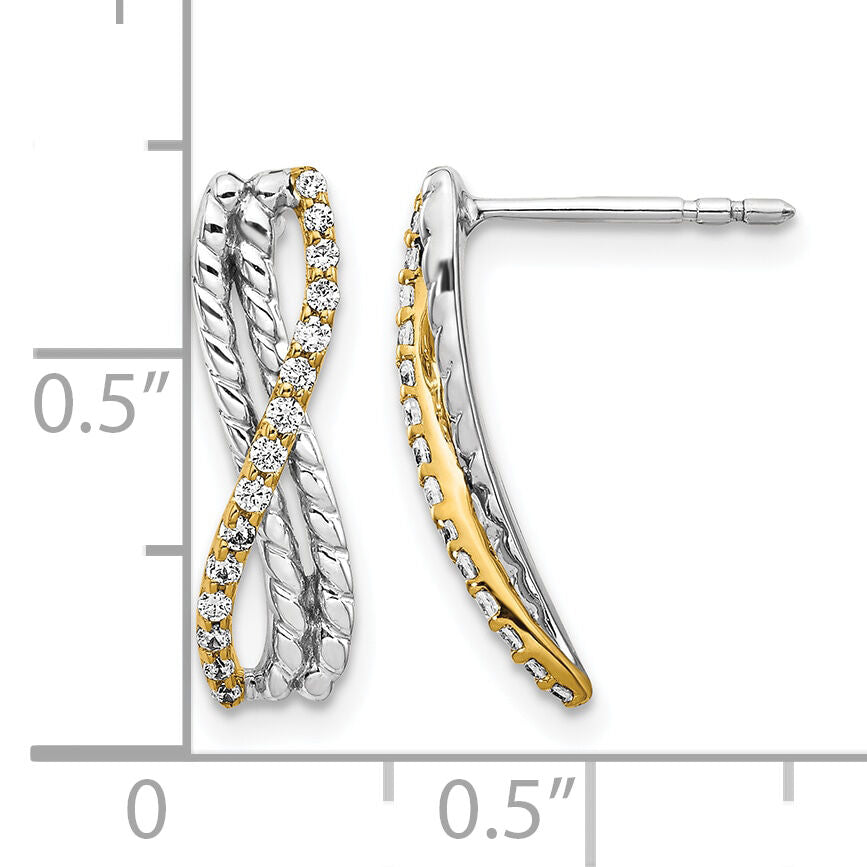 14k Two-tone Diamond Fancy Earrings-EM3857-020-YWA