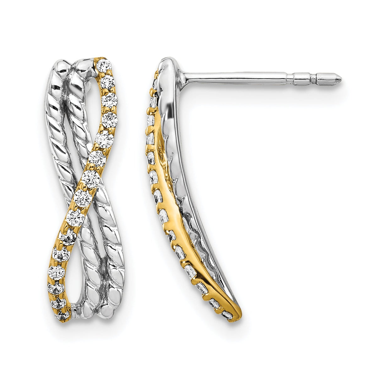 14k Two-tone Diamond Fancy Earrings-EM3857-020-YWA