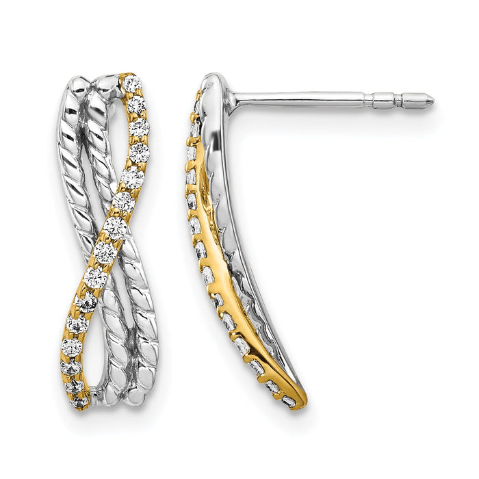 14k Two-tone Diamond Fancy Earrings-EM3857-020-YWA