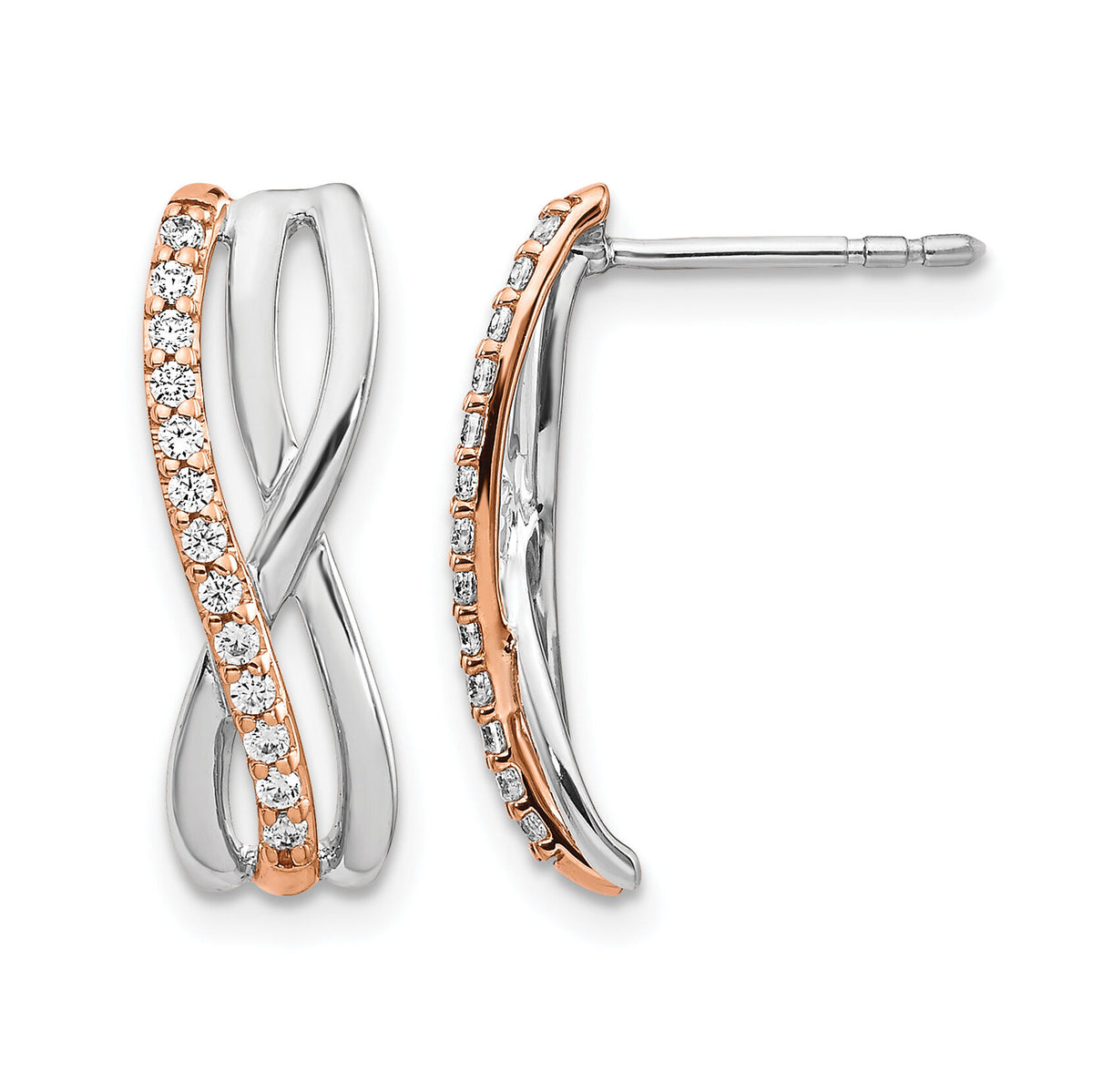14k Rose and White Gold Diamond Fancy Earrings-EM3858-020-RWA