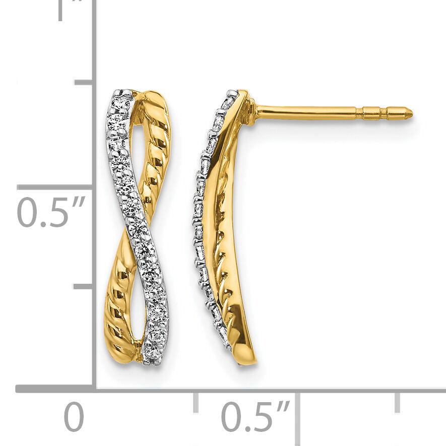 14k Two-tone Diamond Fancy Twist Post Earrings-EM3859-020-YWA