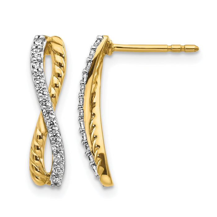 14k Two-tone Diamond Fancy Twist Post Earrings-EM3859-020-YWA