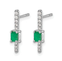 14k White Gold Diamond and Emerald Fancy Earrings-EM3874-EM-014-WA