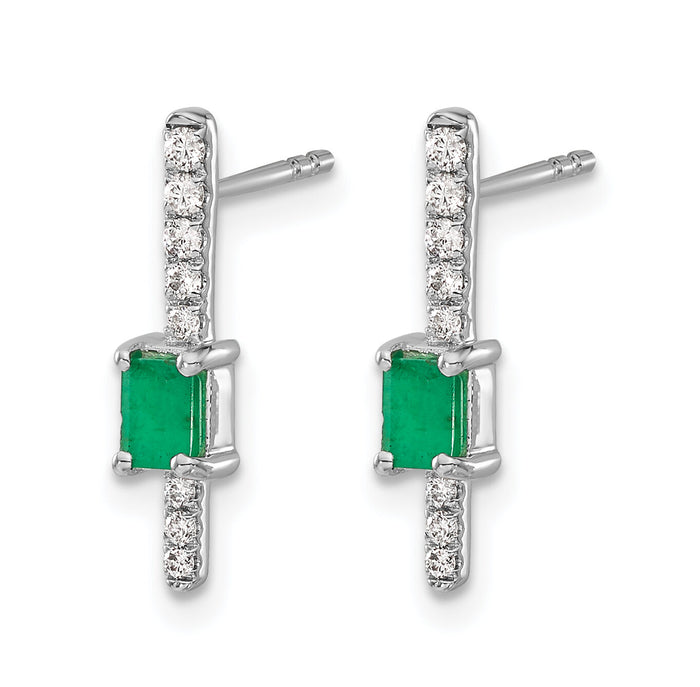 14k White Gold Diamond and Emerald Fancy Earrings-EM3874-EM-014-WA