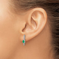 14k White Gold Diamond and Emerald Fancy Earrings-EM3874-EM-014-WA