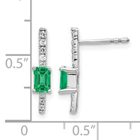 14k White Gold Diamond and Emerald Fancy Earrings-EM3874-EM-014-WA