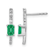 14k White Gold Diamond and Emerald Fancy Earrings-EM3874-EM-014-WA