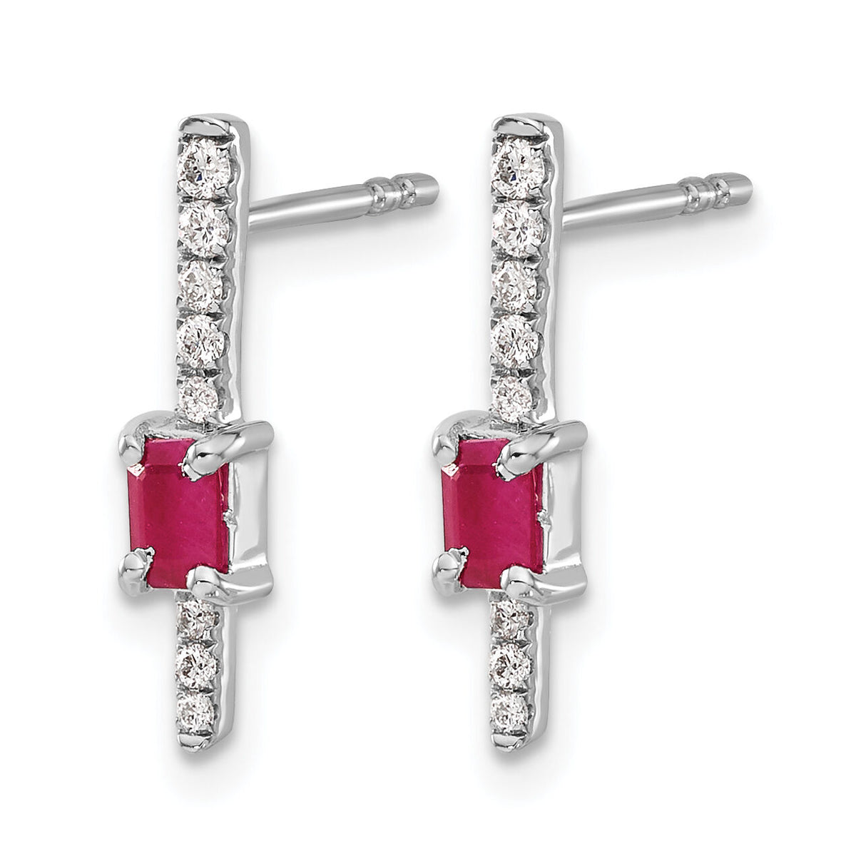 14k White Gold Diamond and Ruby Fancy Earrings-EM3874-RU-014-WA
