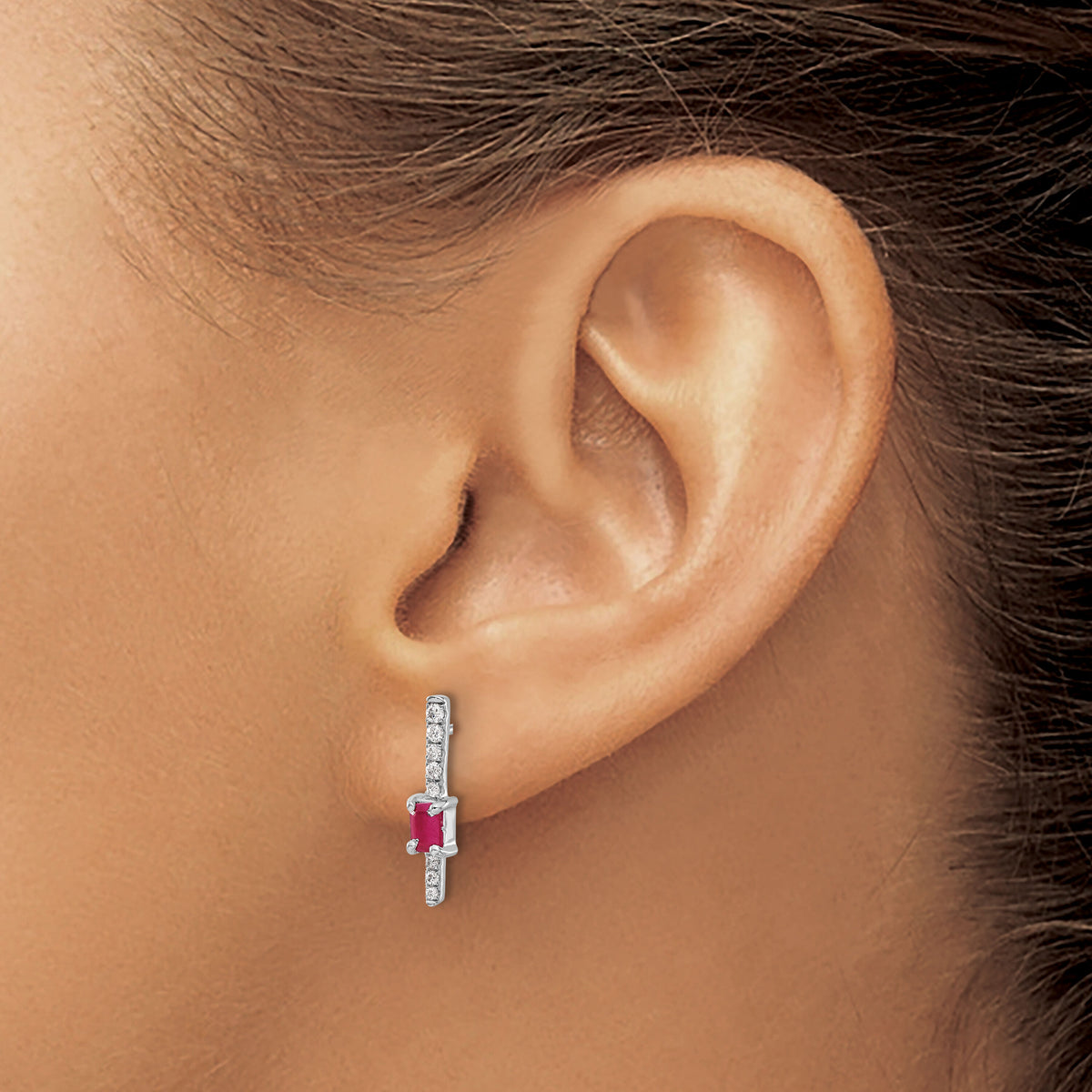 14k White Gold Diamond and Ruby Fancy Earrings-EM3874-RU-014-WA