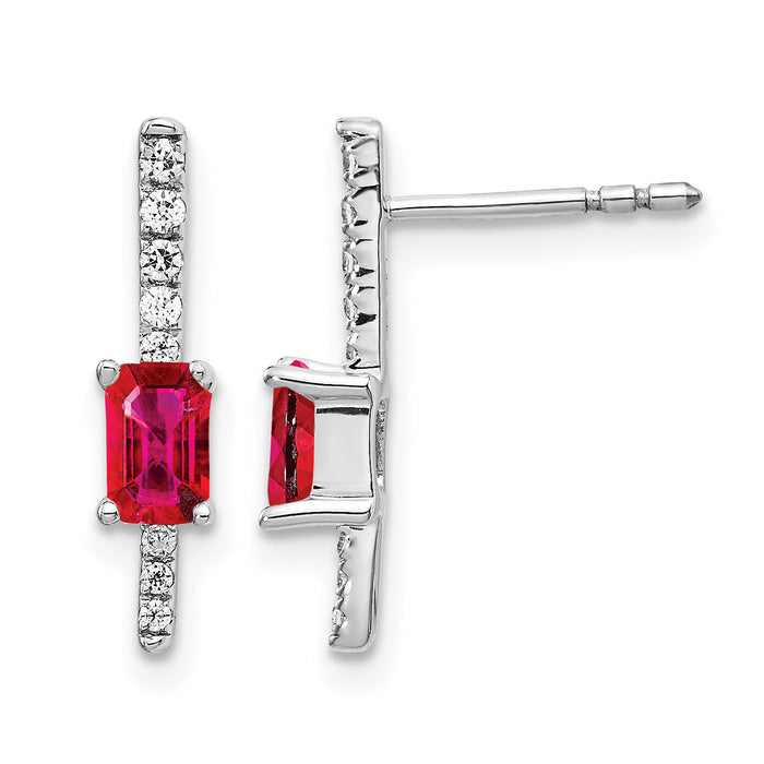 14k White Gold Diamond and Ruby Fancy Earrings-EM3874-RU-014-WA