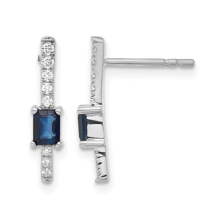 14k White Gold Diamond and Sapphire Fancy Earrings-EM3874-SA-014-WA
