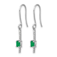 14k White Gold Diamond and Emerald Fancy Earrings-EM3875-EM-014-WA