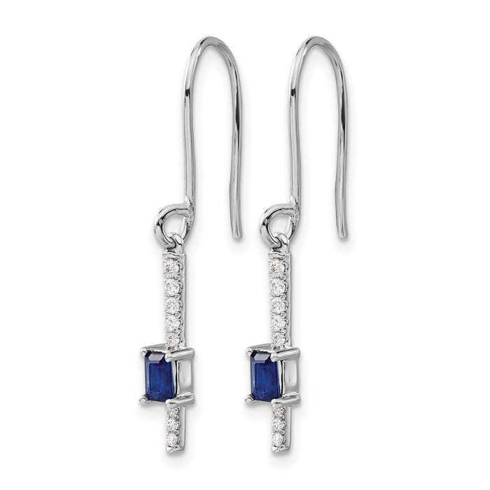 14k White Gold Diamond and Sapphire Fancy Earrings-EM3875-SA-014-WA