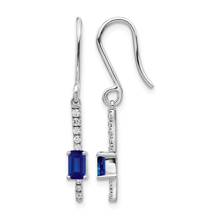 14k White Gold Diamond and Sapphire Fancy Earrings-EM3875-SA-014-WA