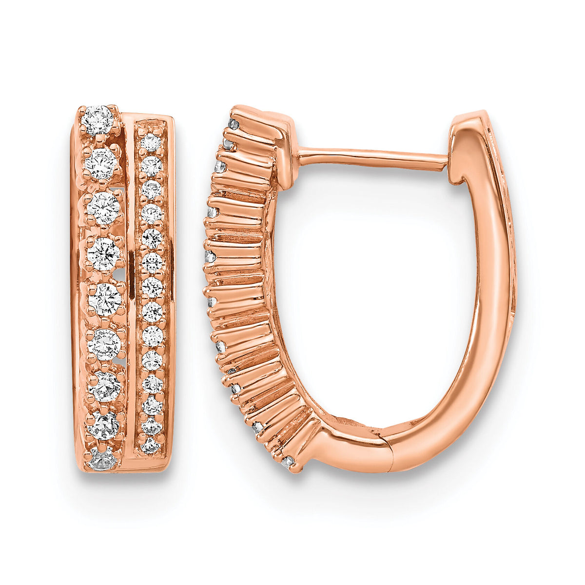 14k Rose Gold Diamond Fancy Hoop Earrings-EM3884-050-RA