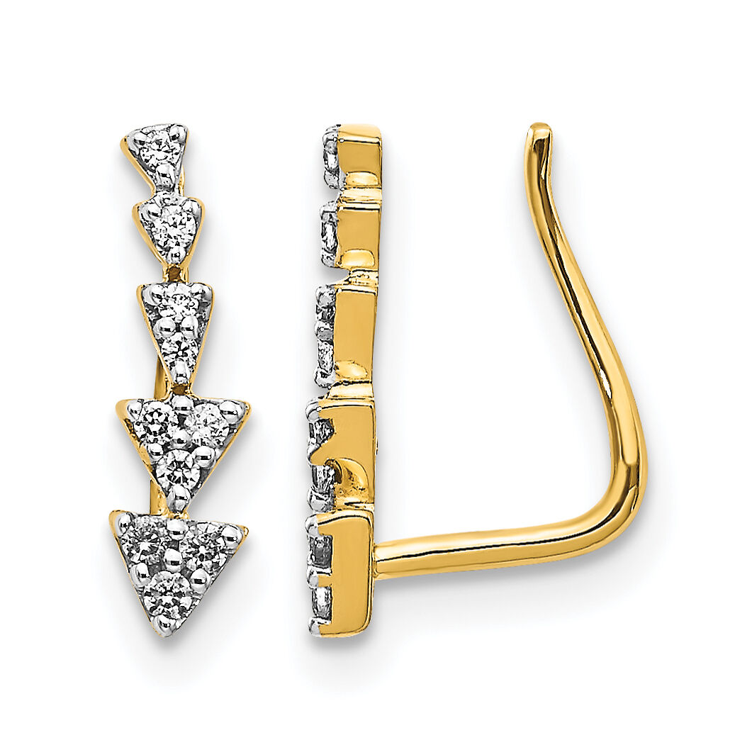 14k Diamond Ear Climber Earrings-EM3899-015-YA
