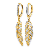 14k Diamond Fancy Feather Leverback Earrings-EM3911-035-YA