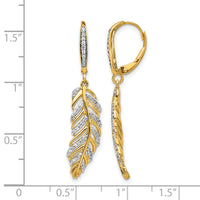 14k Diamond Fancy Feather Leverback Earrings-EM3911-035-YA