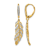 14k Diamond Fancy Feather Leverback Earrings-EM3911-035-YA