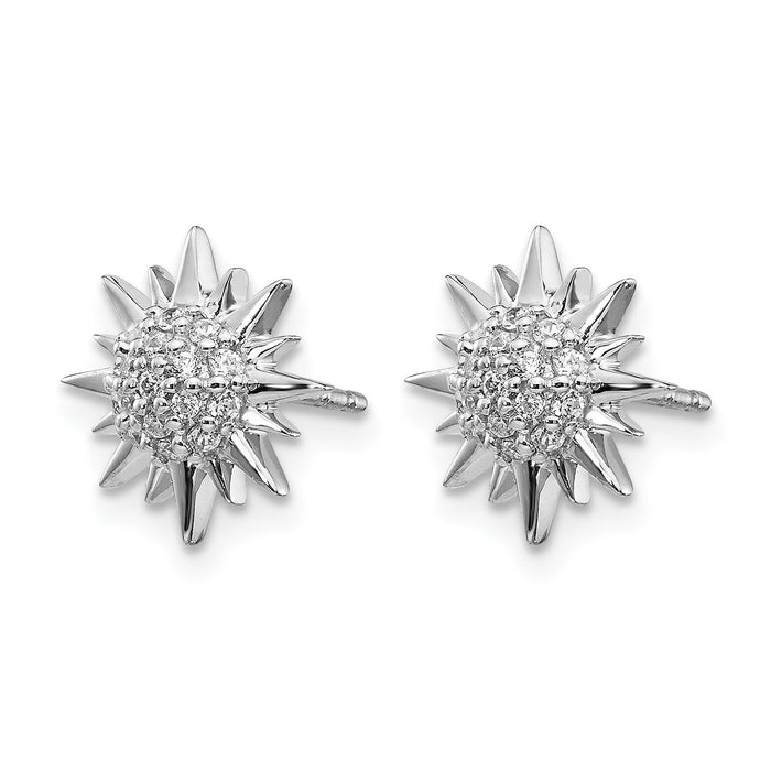 14k White Gold Diamond Fancy Sun/Star Earrings-EM3920-020-WA