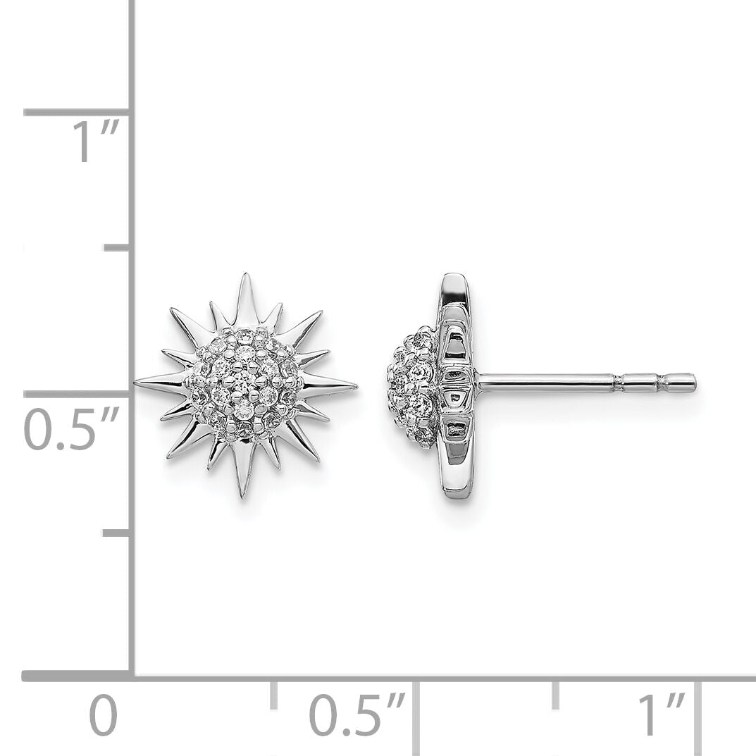 14k White Gold Diamond Fancy Sun/Star Earrings-EM3920-020-WA