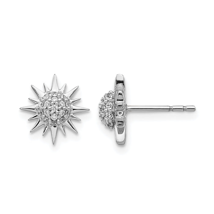 14k White Gold Diamond Fancy Sun/Star Earrings-EM3920-020-WA